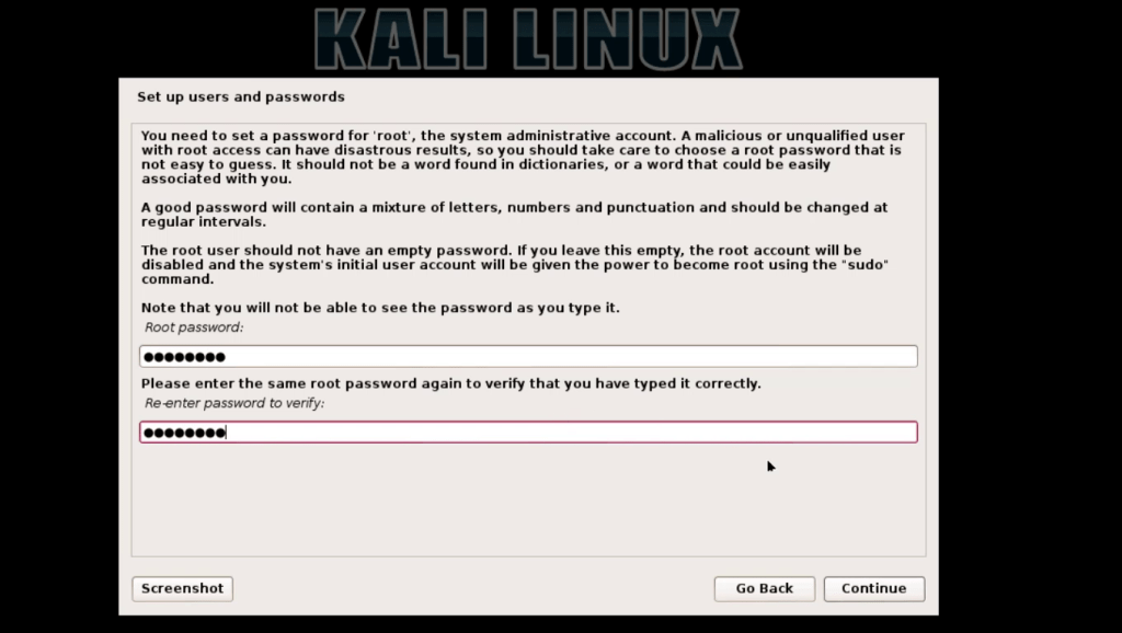 password for kali linux