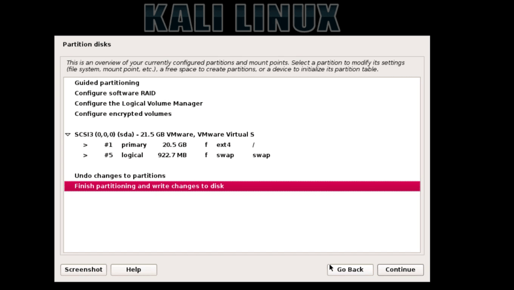 linux installation on VMWARE