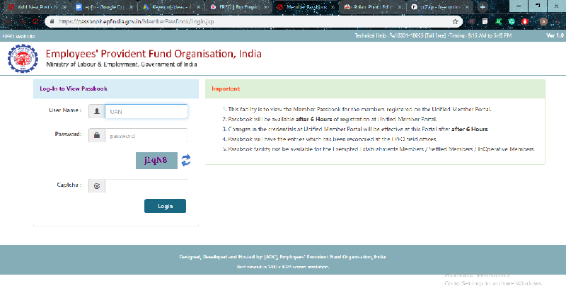 how to login to epfo