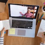 student taking call on video conference